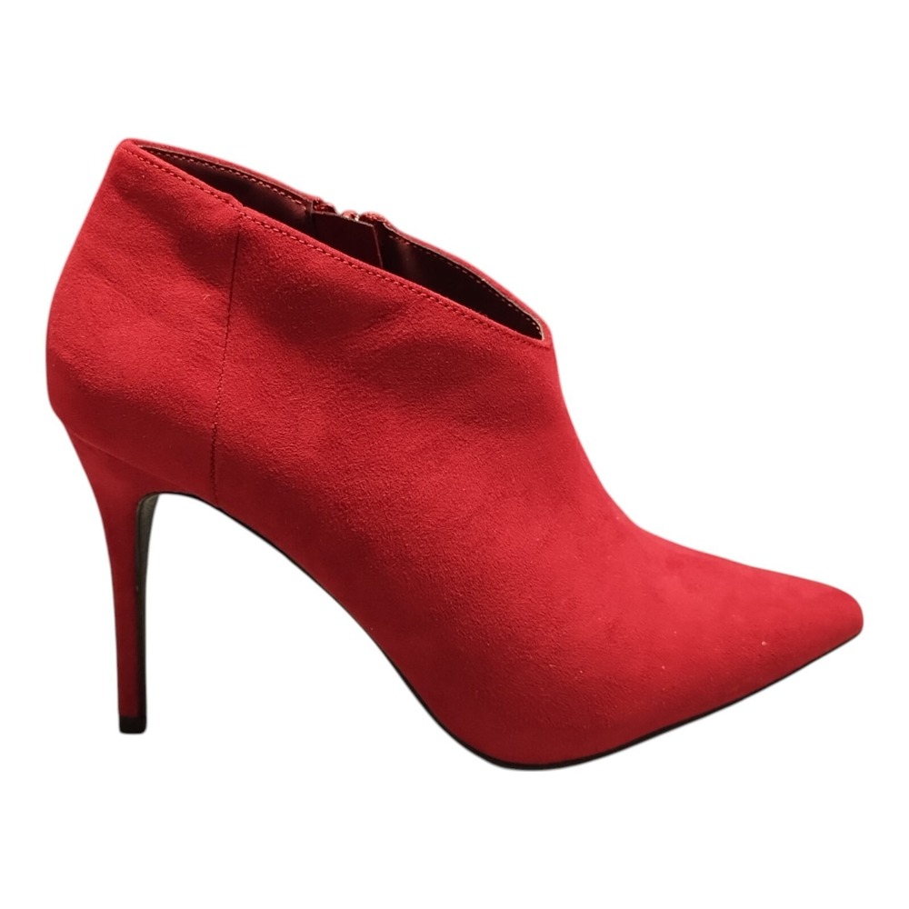 Journee Collection Demmi Stiletto Heeled Booties Womens 9 Red Pointed Toe EUC